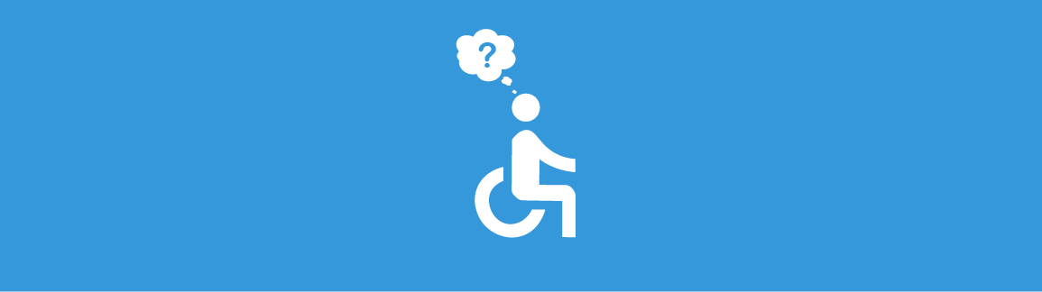 Universal Accessibility Wheelchair with Cloud and Question Mark Above Head