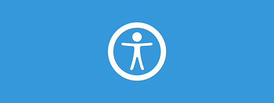 Image of circle with stylized person in the center on a light blue background
