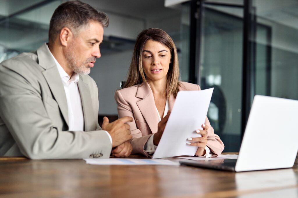 business man and woman having a consultation about hipaa compliance