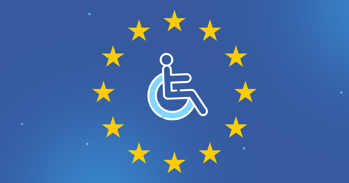 Accessibility icon with stars around in a circle representing Europe Accessibility