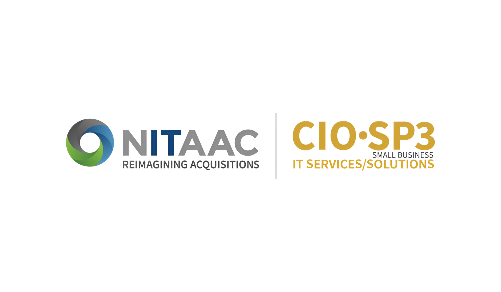 Two logos side by side. A logo for the NITAAC, and a logo for the CIO-SP3 SB Contract