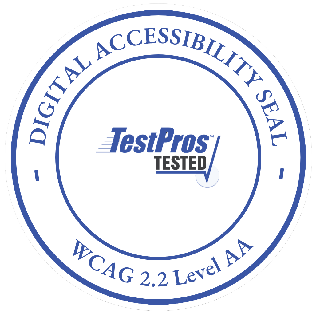 TestPros Tested Digital Accessibility Seal for WCAG 2.2 Level AA