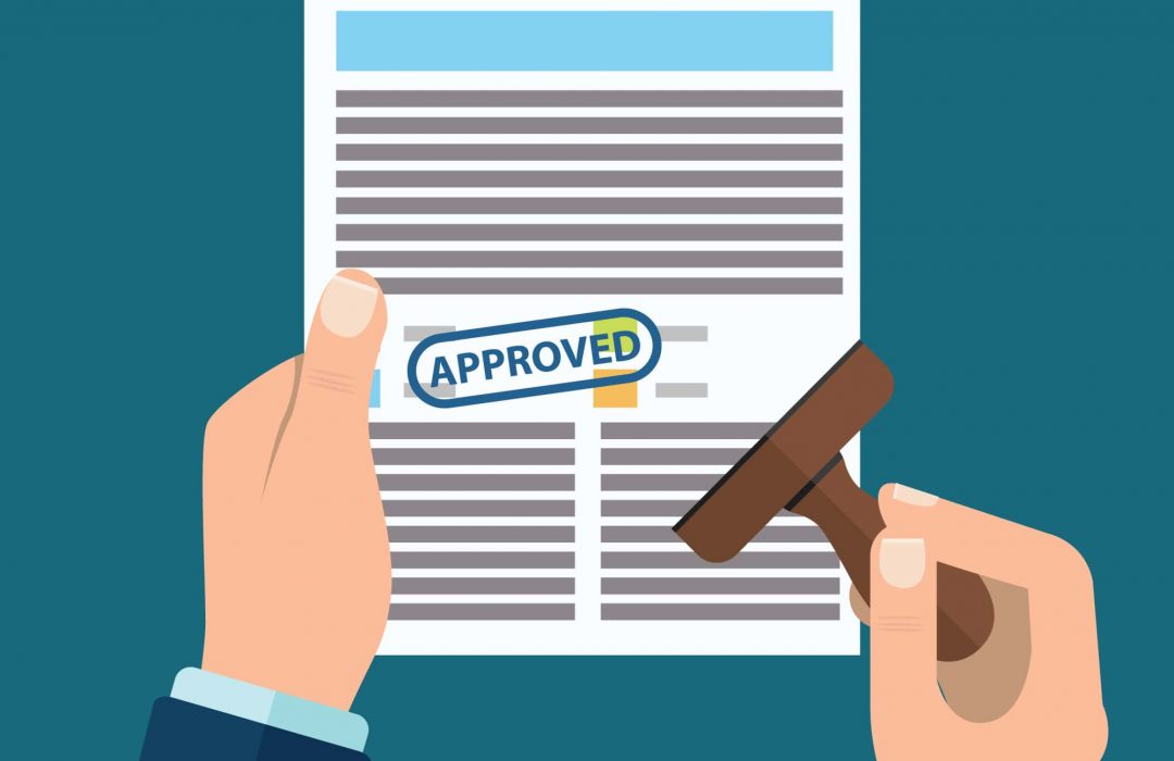 government contract approved a contract being held with a stamp of approval