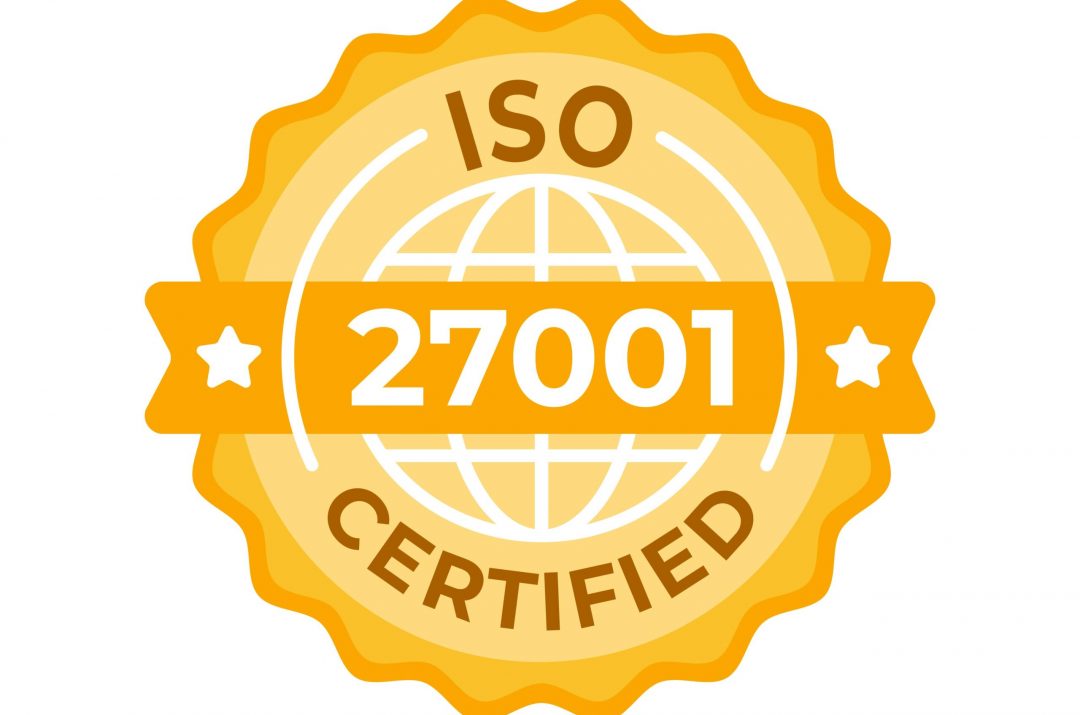 orange emblem for ISO 27001 certified